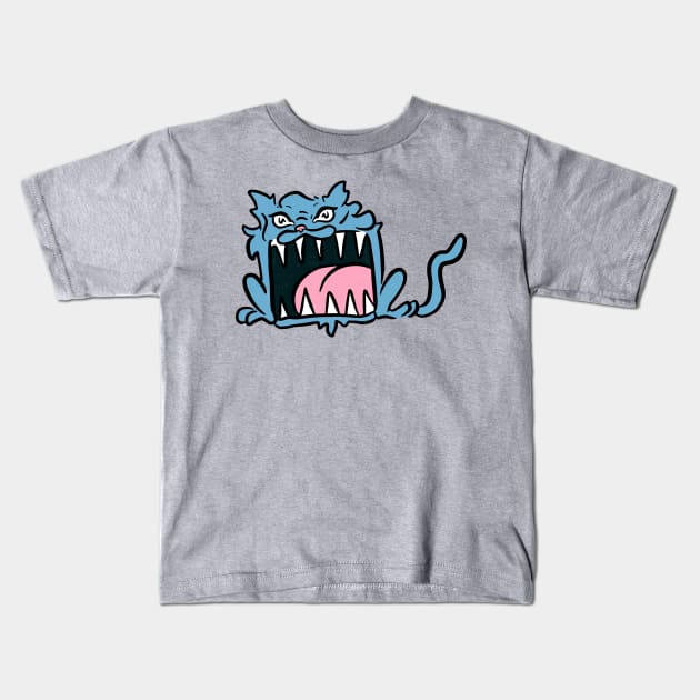 Big Mouth Blue Baby Kitty Kids T-Shirt by Sasha Banana 